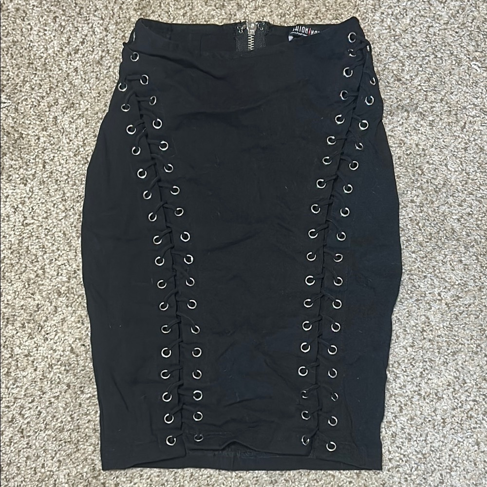 Fashion Nova Goth Lace-Up Pencil Skirt
